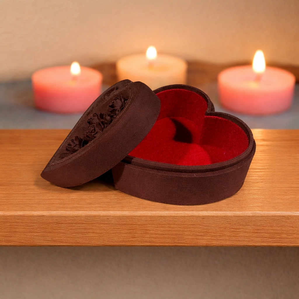 Heart-Shaped Flower Box with Soft Felt Lining – Romantic Gift or Keepsake Box