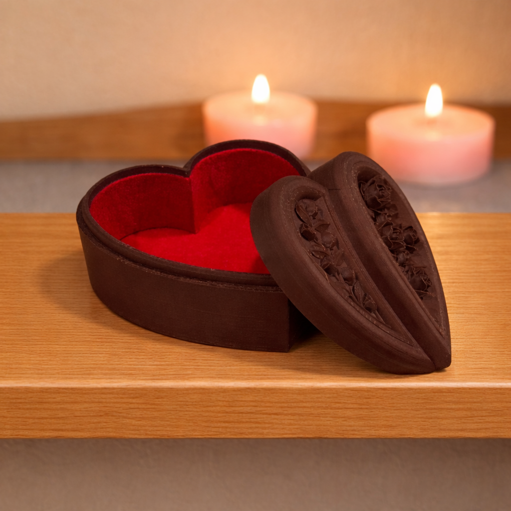 Heart-Shaped Flower Box with Soft Felt Lining – Romantic Gift or Keepsake Box