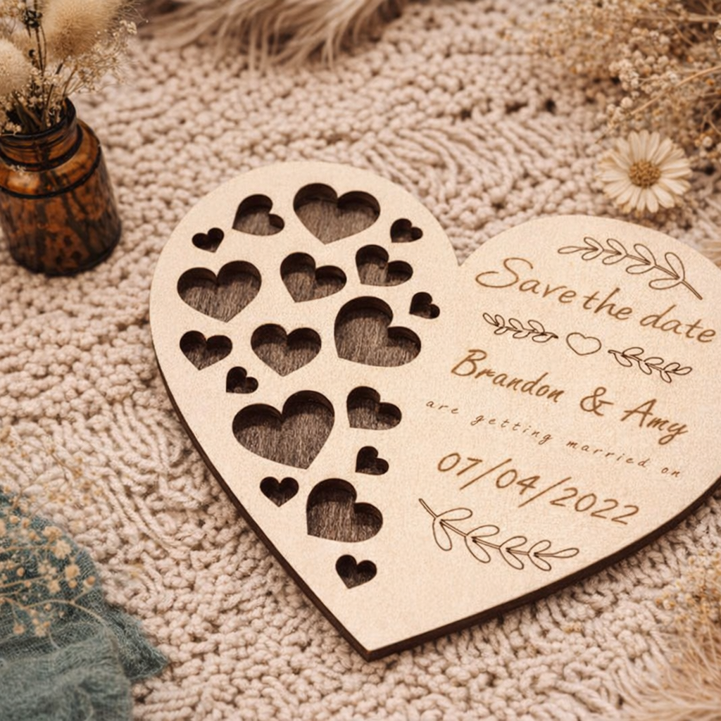 Lots of Love - Save the Date Laser Engraved Wooden Cards