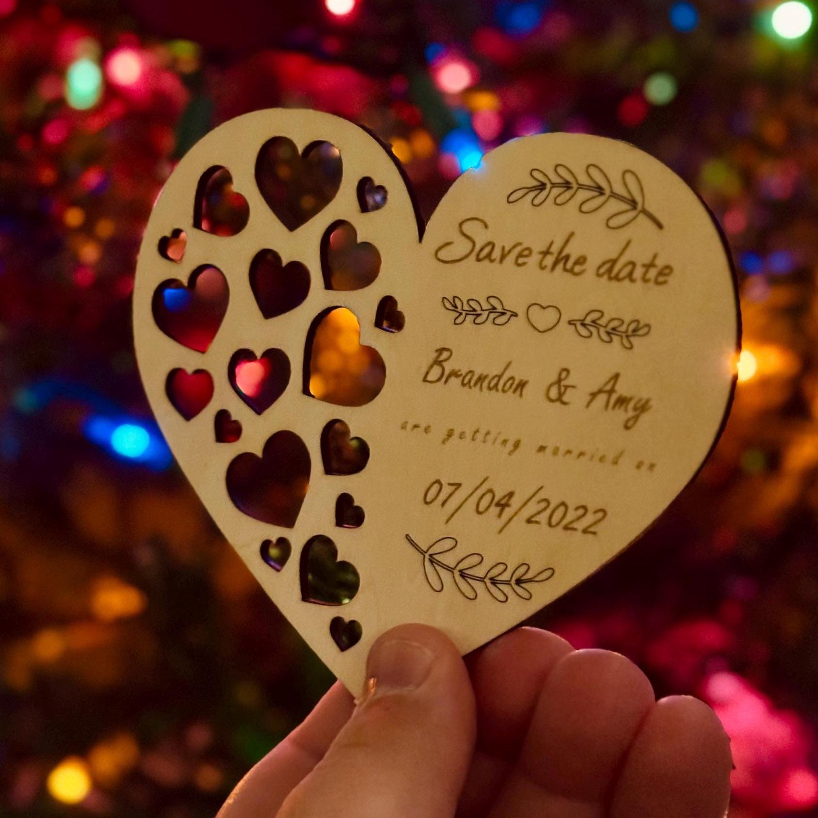 Lots of Love - Save the Date Laser Engraved Wooden Cards