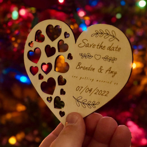 Lots of Love - Save the Date Laser Engraved Wooden Cards