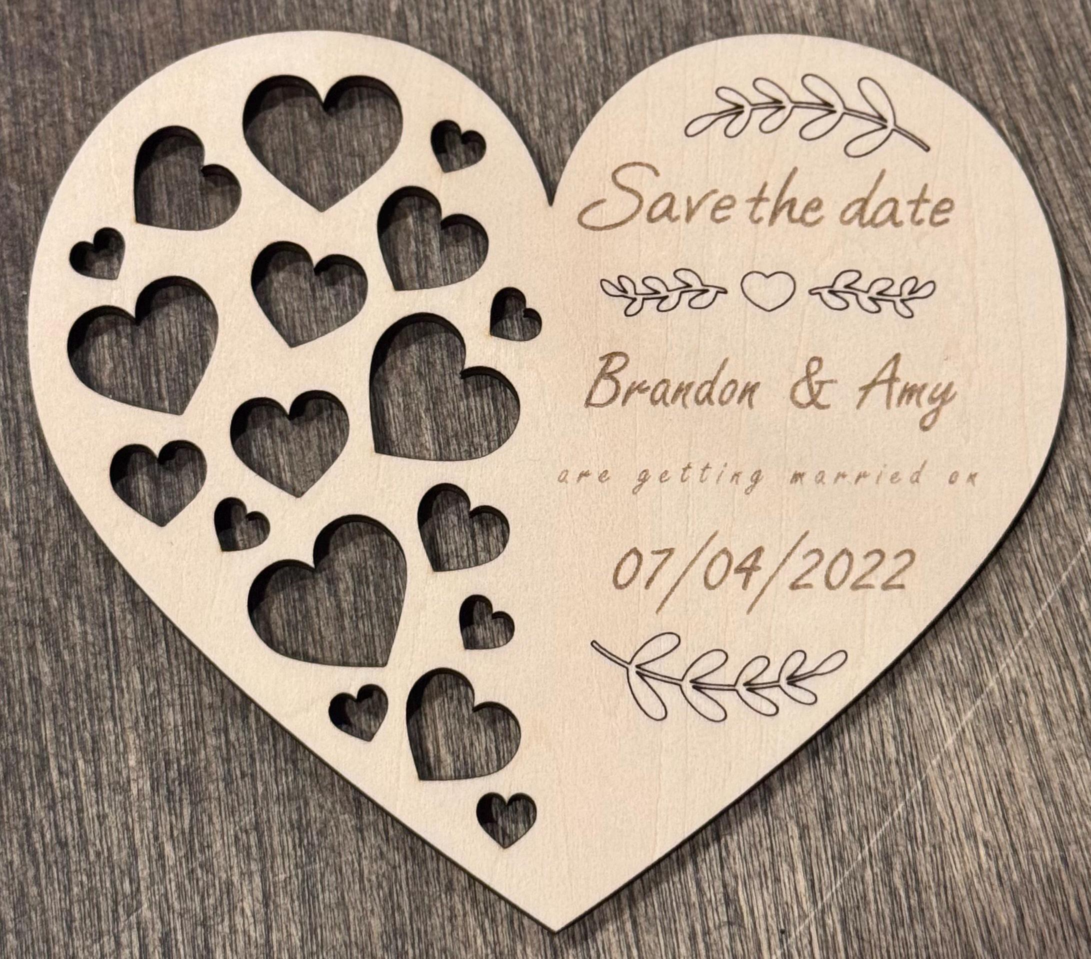 Lots of Love - Save the Date Laser Engraved Wooden Cards