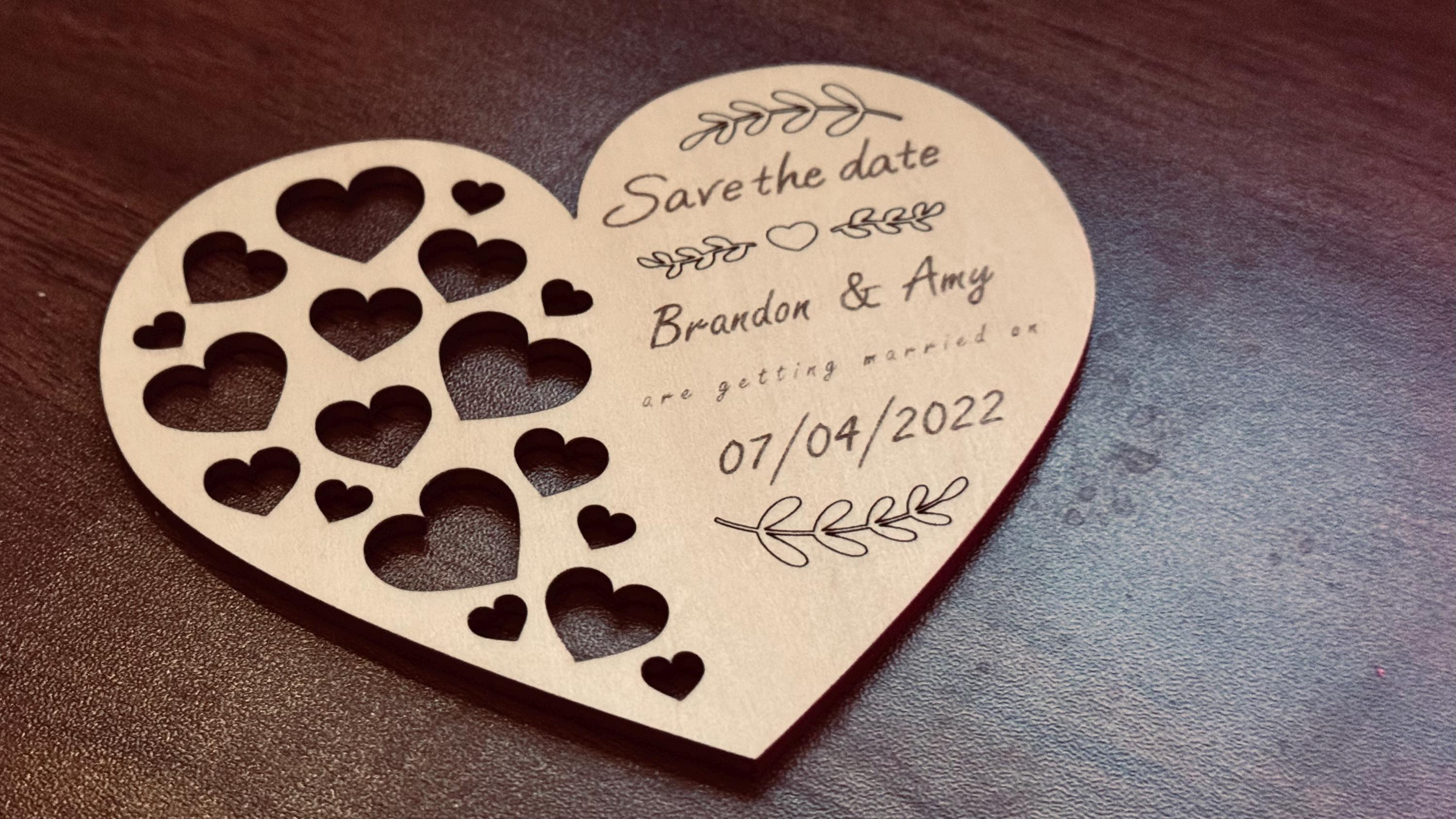 Lots of Love - Save the Date Laser Engraved Wooden Cards