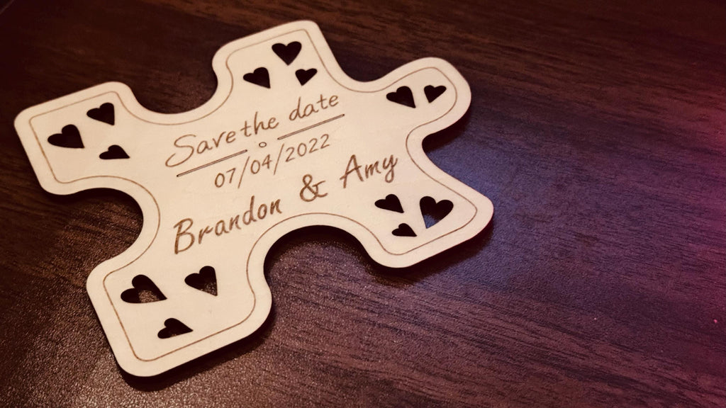 Piece of My Heart - Save the Date Laser Engraved Wooden Cards
