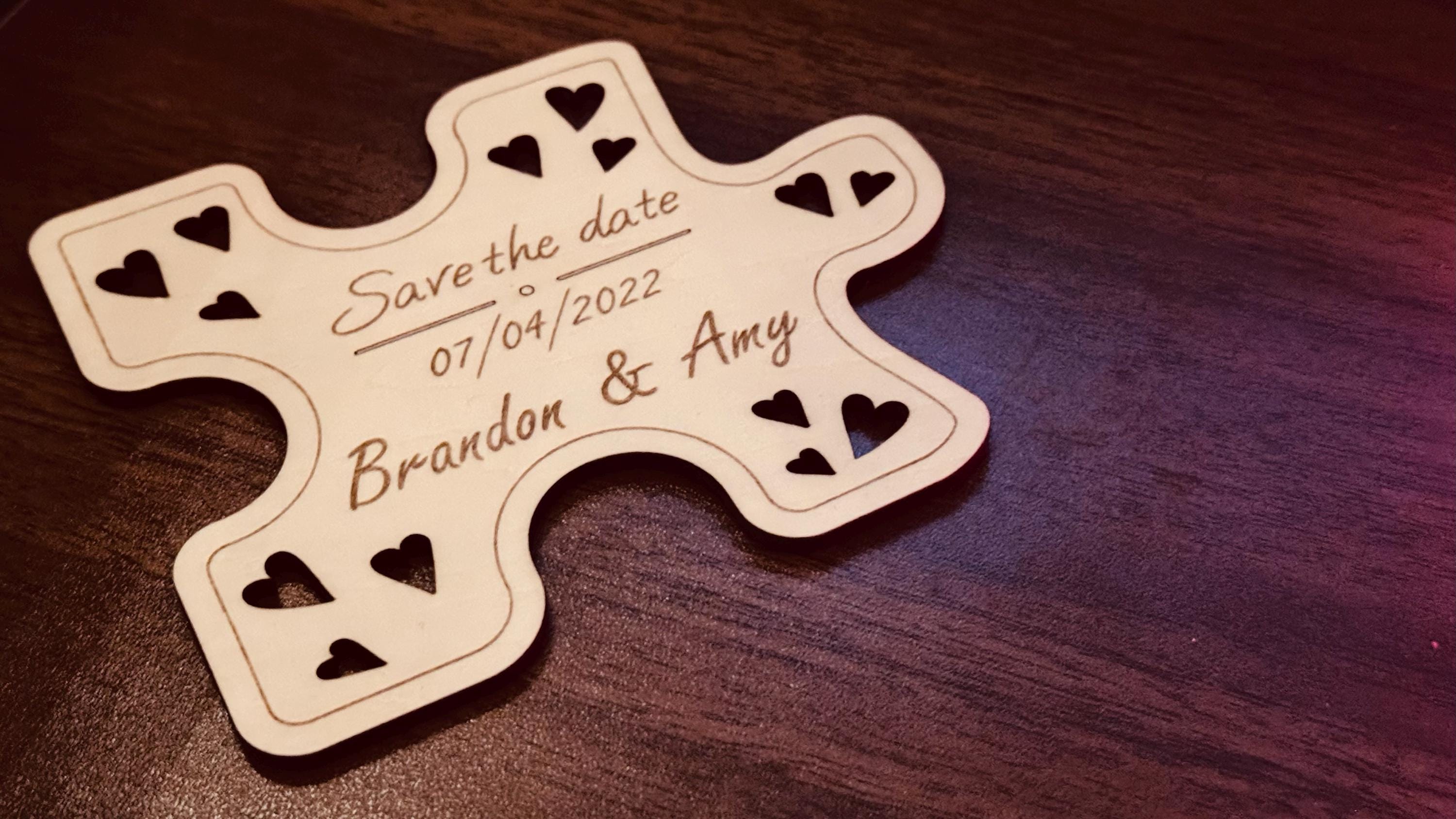 Piece of My Heart - Save the Date Laser Engraved Wooden Cards