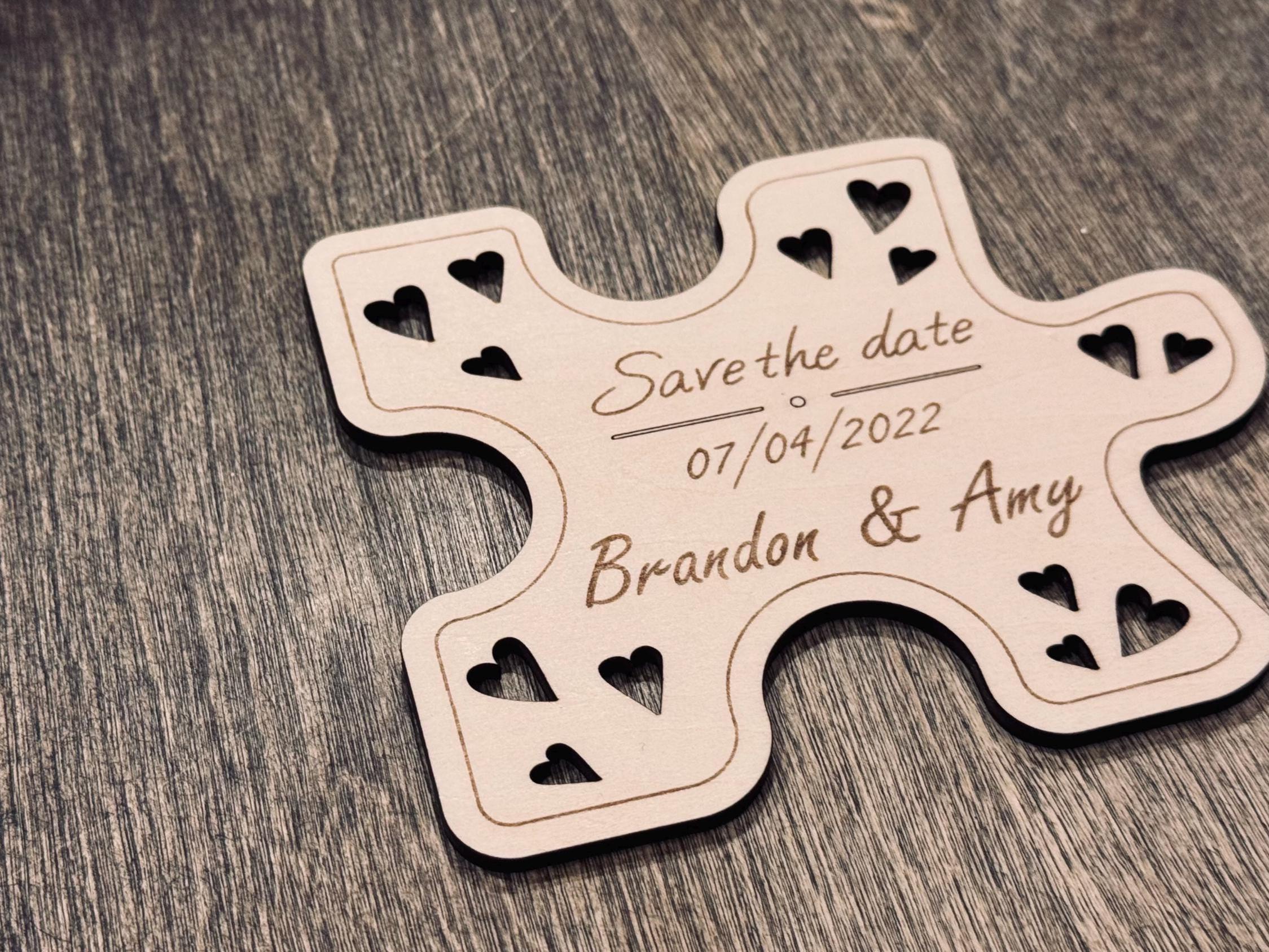 Piece of My Heart - Save the Date Laser Engraved Wooden Cards