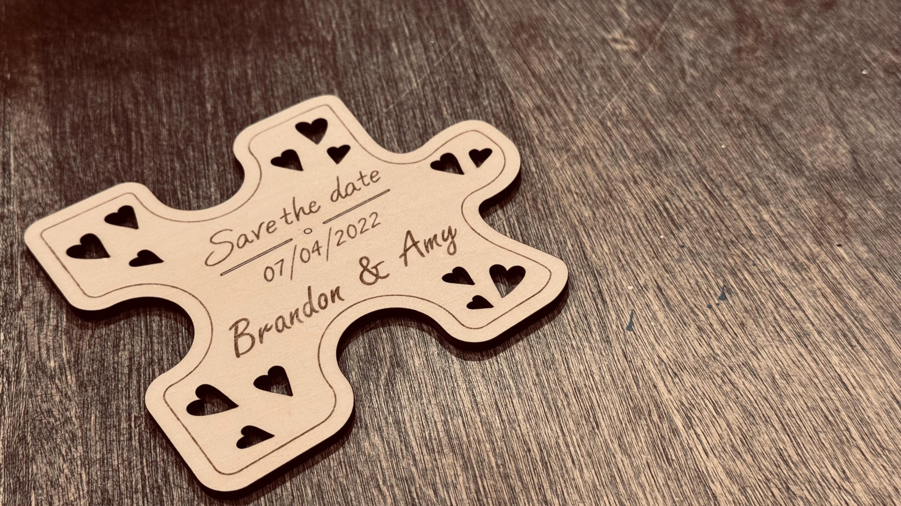 Piece of My Heart - Save the Date Laser Engraved Wooden Cards