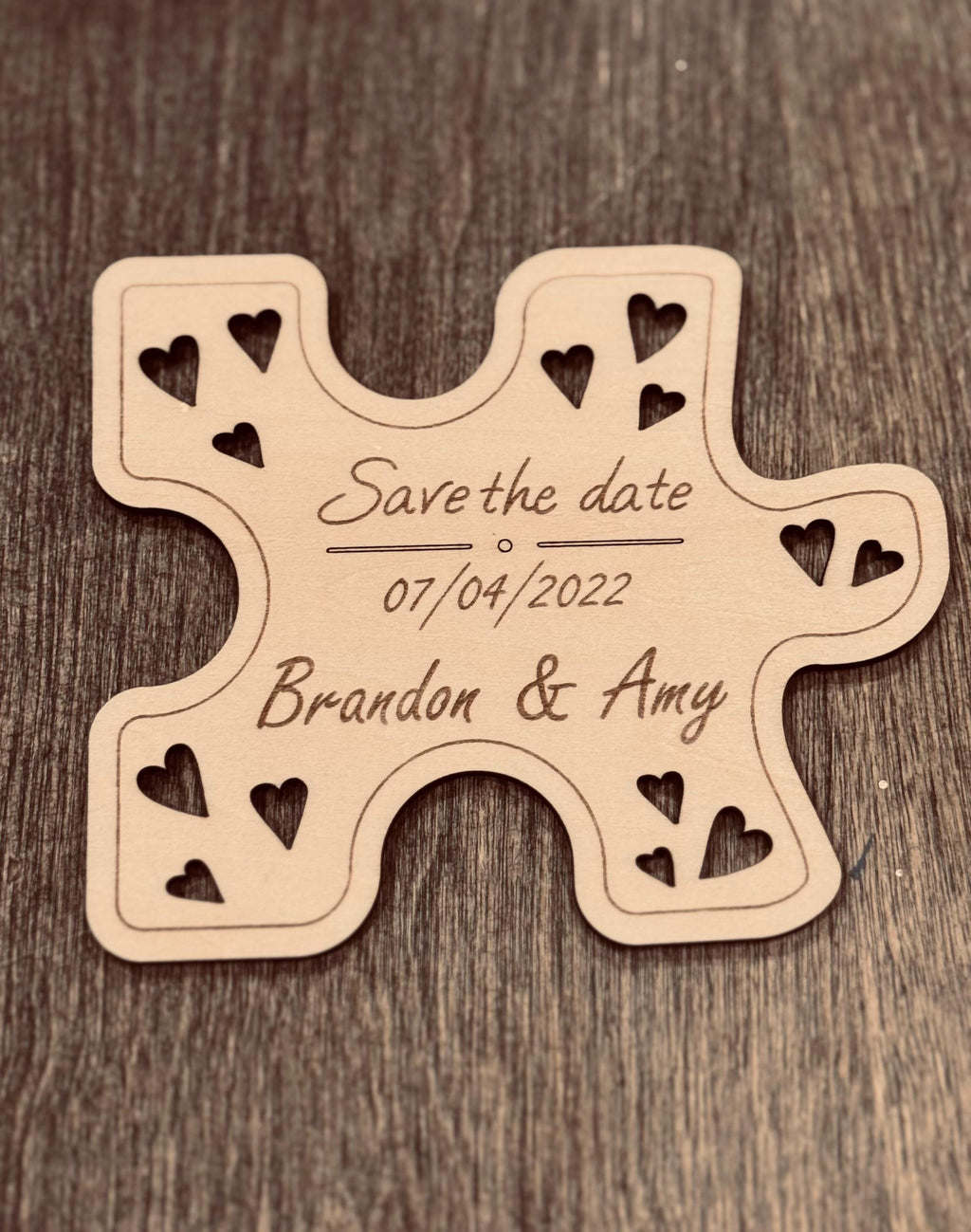Piece of My Heart - Save the Date Laser Engraved Wooden Cards