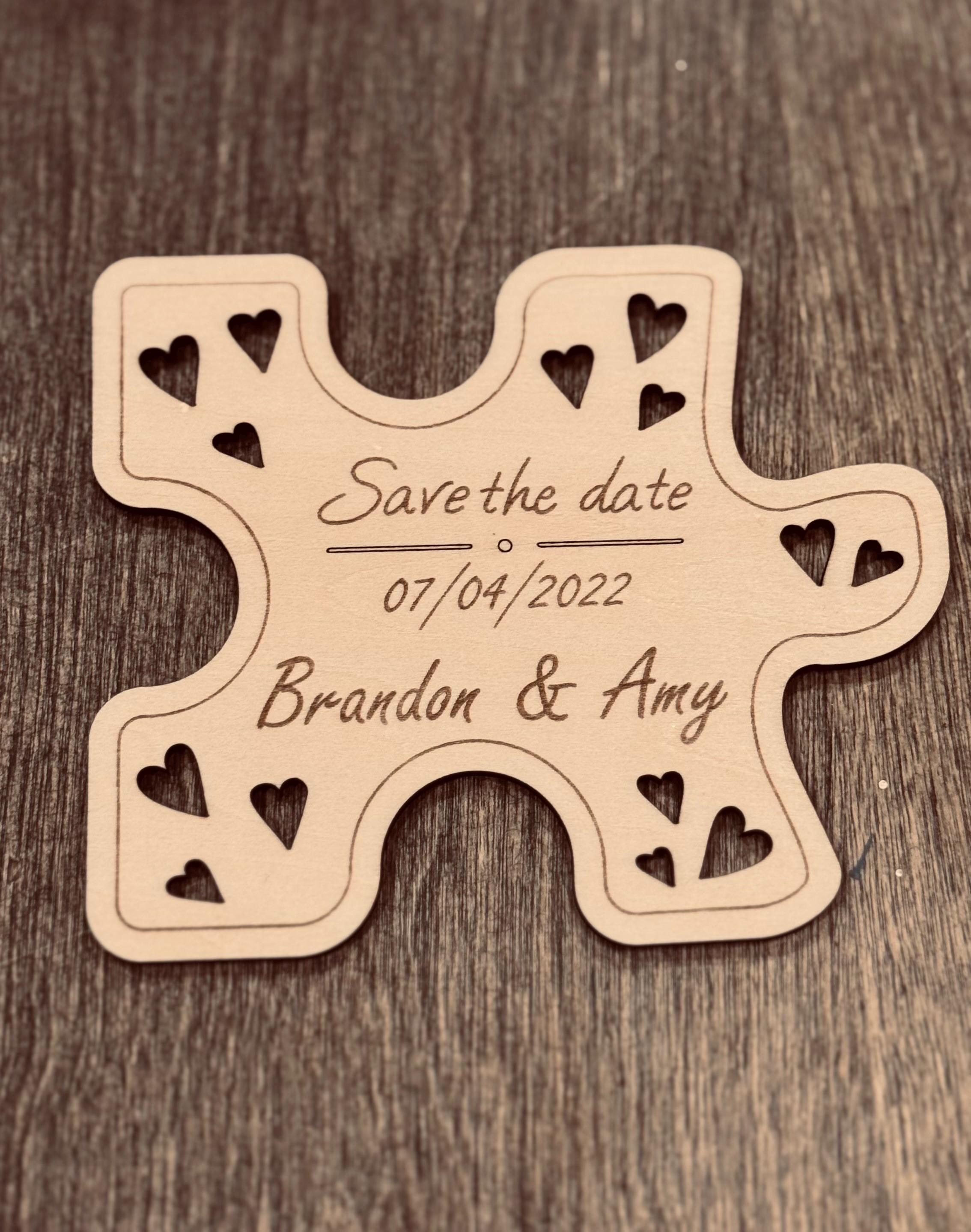 Piece of My Heart - Save the Date Laser Engraved Wooden Cards